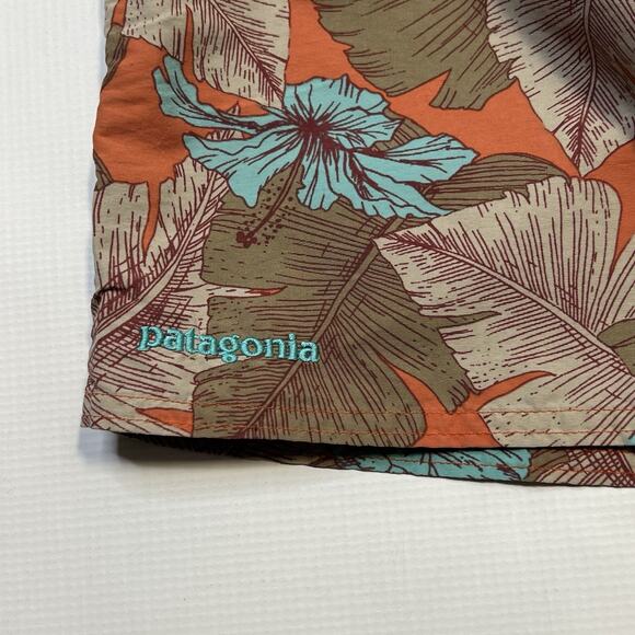 Patagonia Men’s Wavefarer Striped Board Shorts Size 35 Brown Orange Hawaiian - Picture 10 of 12